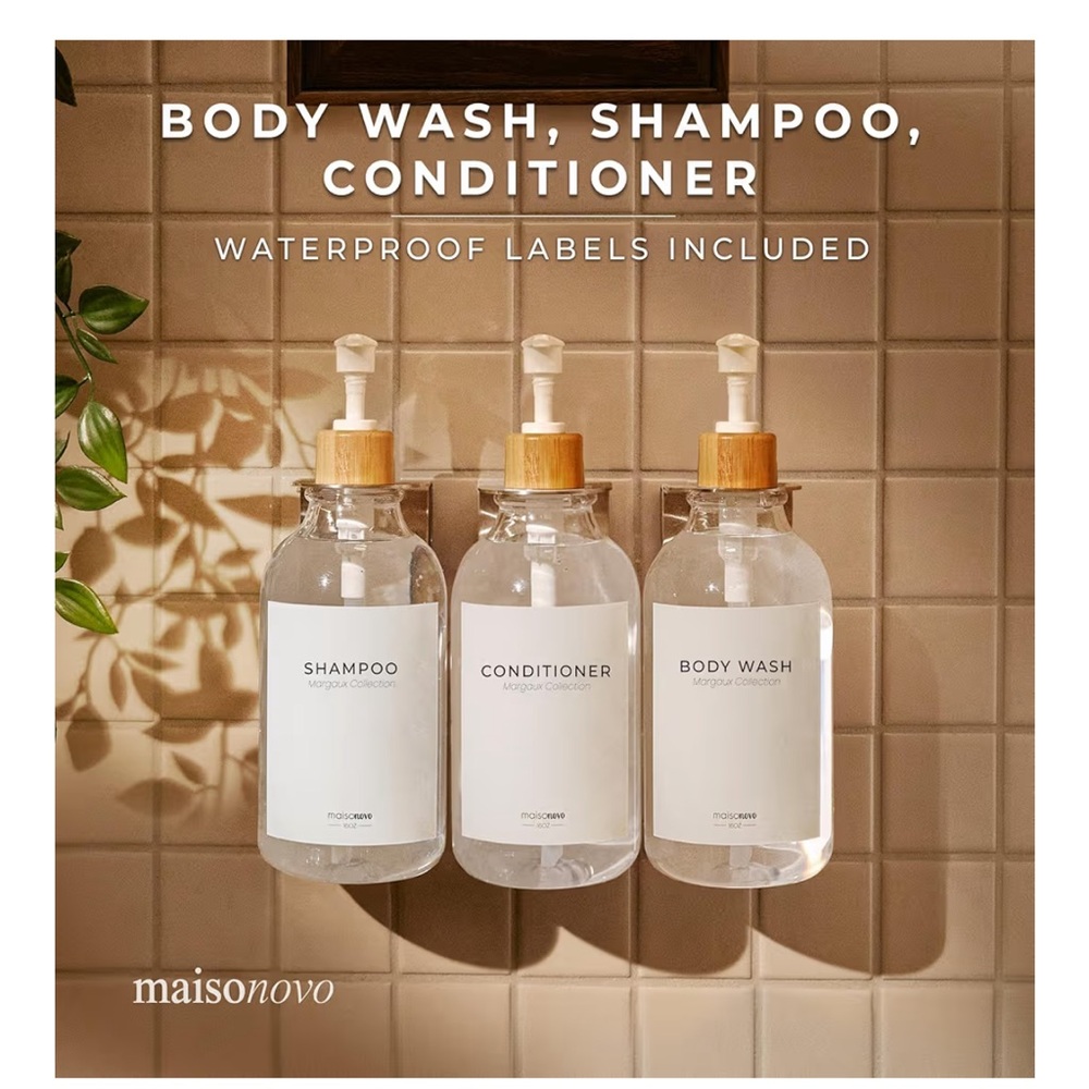 Set of 3 Clear Plastic shower, soap, conditioner dispensers new in box